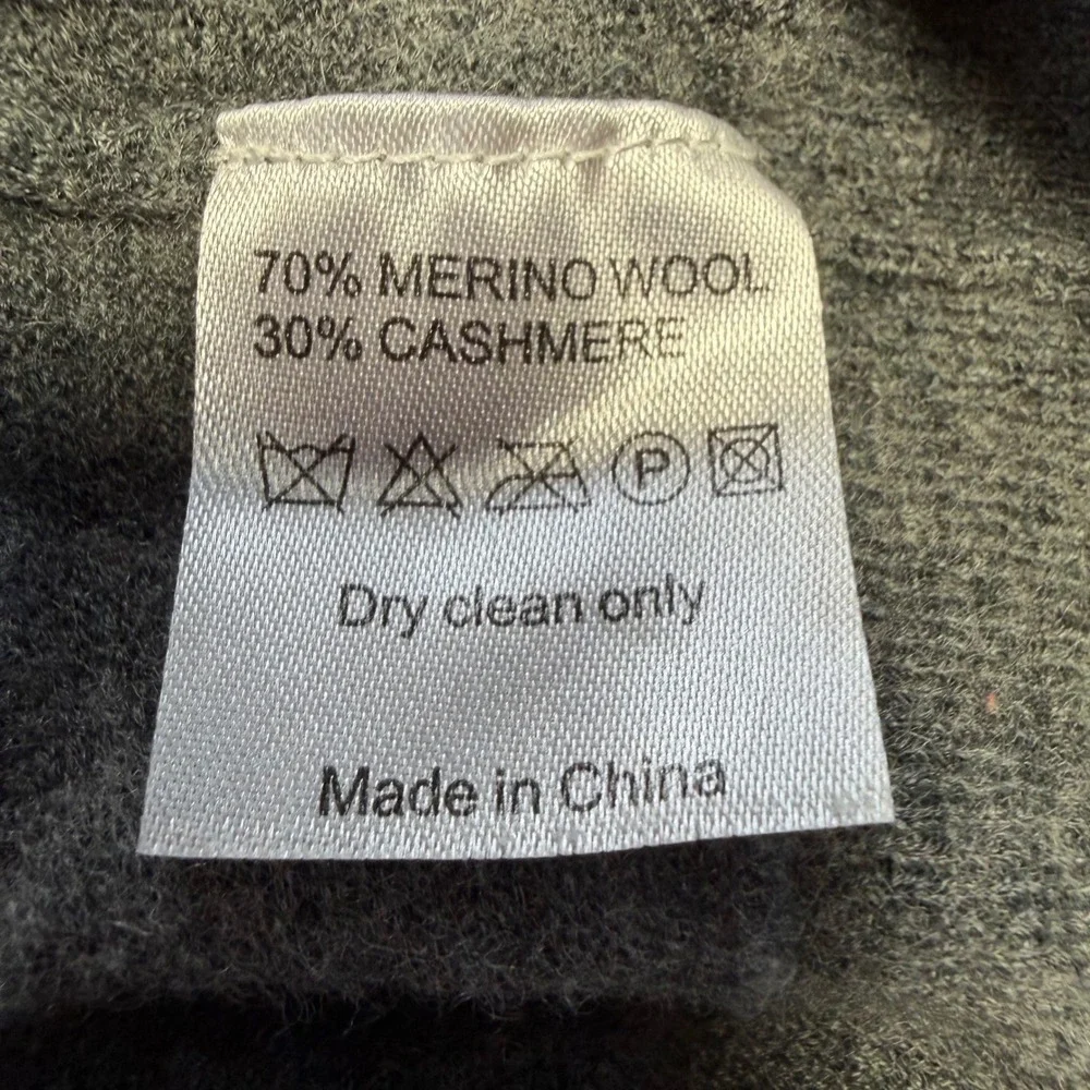 UNTUCKit Mens Heather Gray Merino Wool Cashmere Blend Crewneck Sweater Large